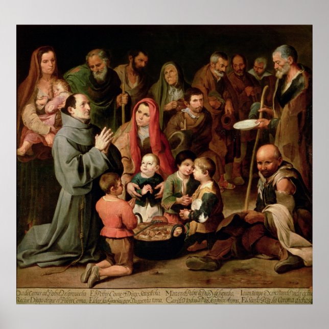 Póster St. Diego of Alcala Giving Food to the Poor (Frente)