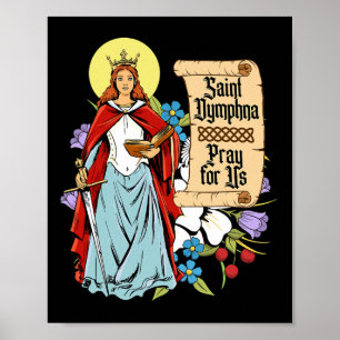 Póster St Dymphna Pety Lily Patrón Saint Mental Health