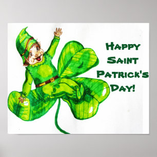 PÓSTER ST. EL DÍA DE PATRICK BABY LEPRECHAUN