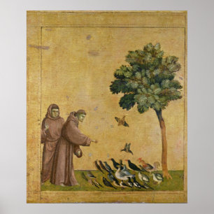 Póster St Francis de Assisi que predica a los pájaros