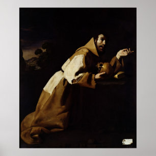 Póster St Francis en la meditación, 1639