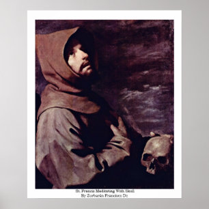 Póster St Francis Meditating con el cráneo
