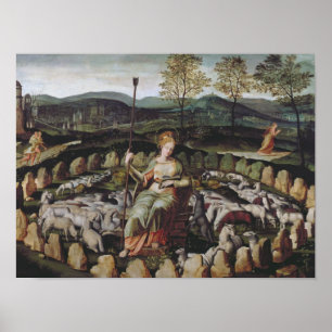 Póster St. Genevieve que guarda a su multitud