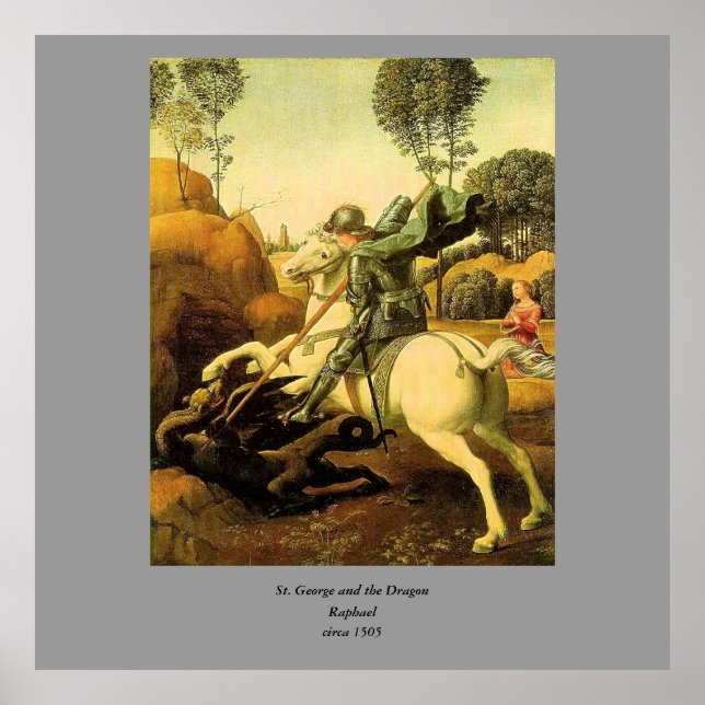 Póster "St. George and the Dragon" de Raphael (alrededor  (Frente)
