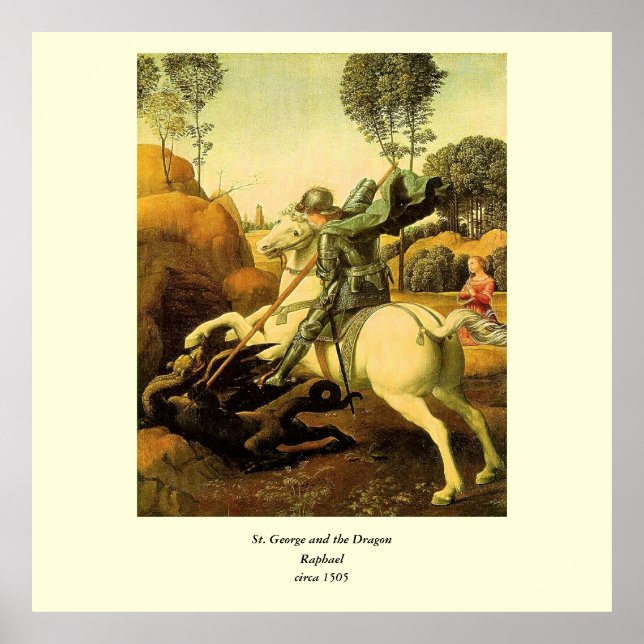 Póster "St. George and the Dragon" de Raphael (alrededor  (Frente)