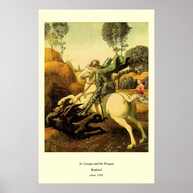 Póster "St. George and the Dragon" de Raphael (alrededor  (Frente)