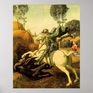 Póster "St. George and the Dragon" de Raphael (alrededor 