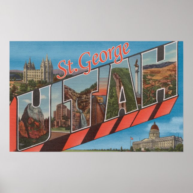 Póster St. George, Utah - Escenas de letras grandes (Frente)
