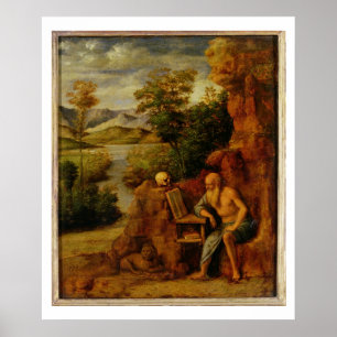 Póster St. Jerome, c.1500 (aceite en el panel)