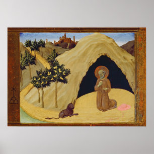 Póster St Jerome con el león, 1436 (tempera en el panel)