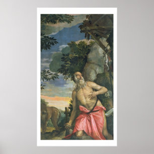 Póster St Jerome en la penitencia (aceite en lona)