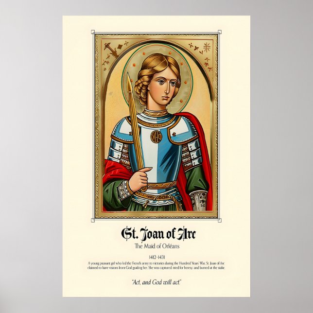 Póster St. Joan of Arc Art Print Medieval Christian (Frente)