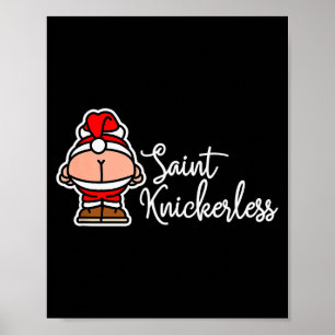 Póster St. Knickerless Divertido Papá Noel con la luna en
