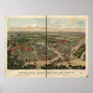 Póster St Louis 1904 World Fair Expo Antique Panorama