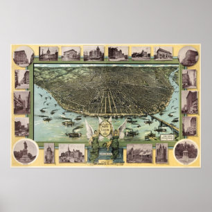 Póster St Louis birdseye map - 1896 (Graf) BigMapBlog