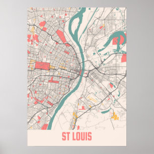 Póster St Louis - Mapa de Missouri Chalk City