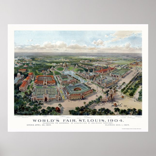 Póster St. Louis, Mapa Panorámico de la Feria Mundial de  (Frente)