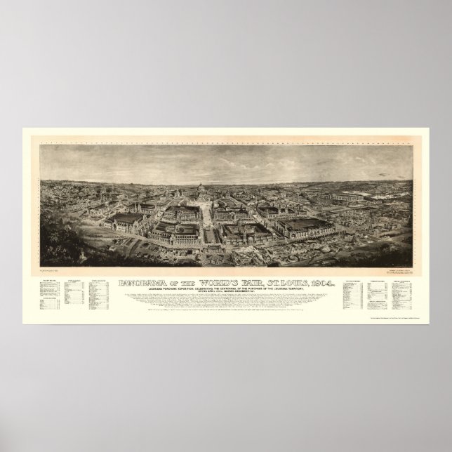 Póster St. Louis, Mapa Panorámico de la Feria Mundial de  (Frente)