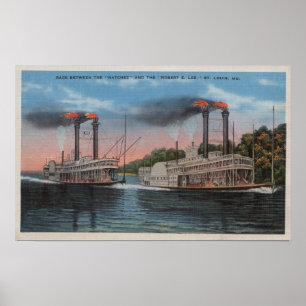 Póster St. Louis, MES - opinión Natchez y Roberto E. Lee