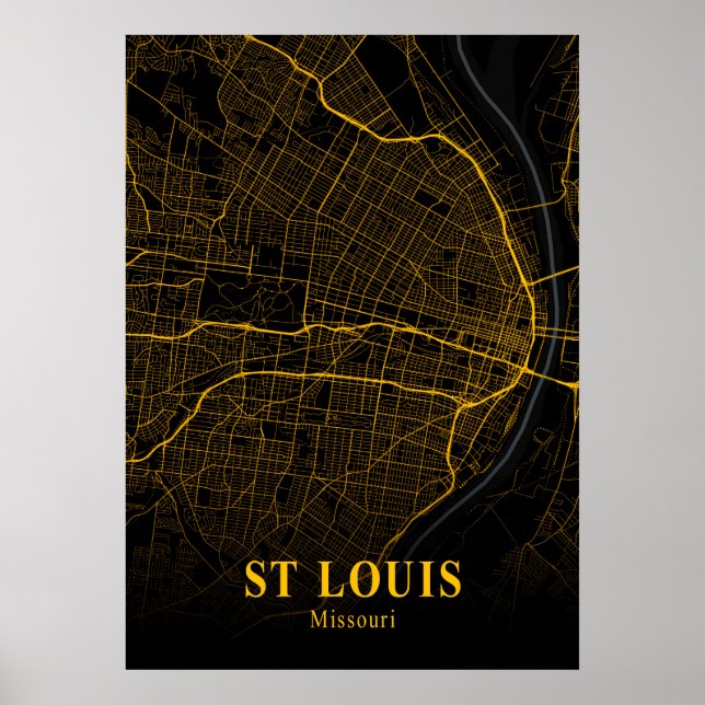 Póster St Louis - Missouri Gold City Map (Frente)