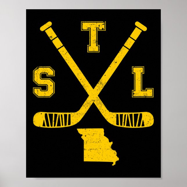 Póster St. Louis Retro Funny Hockey Sticks State Outile S (Frente)
