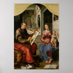 Póster St Luke que pinta a la Virgen, c.1545