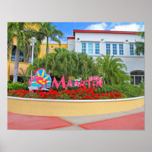 Póster St. Maarten, signo positivo, fotografía, holandes