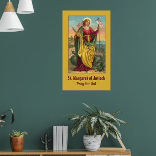 Póster St. Margaret con un cartel de dragón y resurrecció