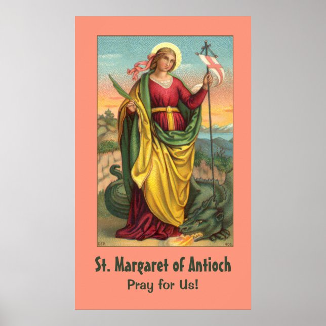 Póster St. Margaret con un cartel de dragón y resurrecció (Frente)