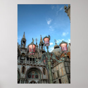Póster St. Marks y lámpara, Venecia, Italia