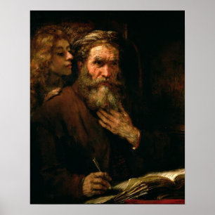 Póster St Matthew y el ángel, 1655-60 (aceite en lona)