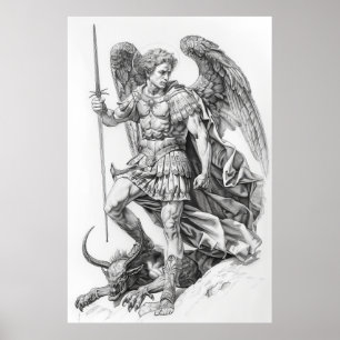 Póster St. Michael Archangel derrotando al Poster Demon