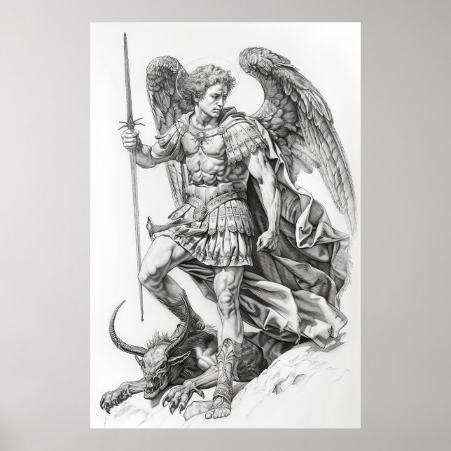 Póster St. Michael Archangel derrotando al Poster Demon (Frente)