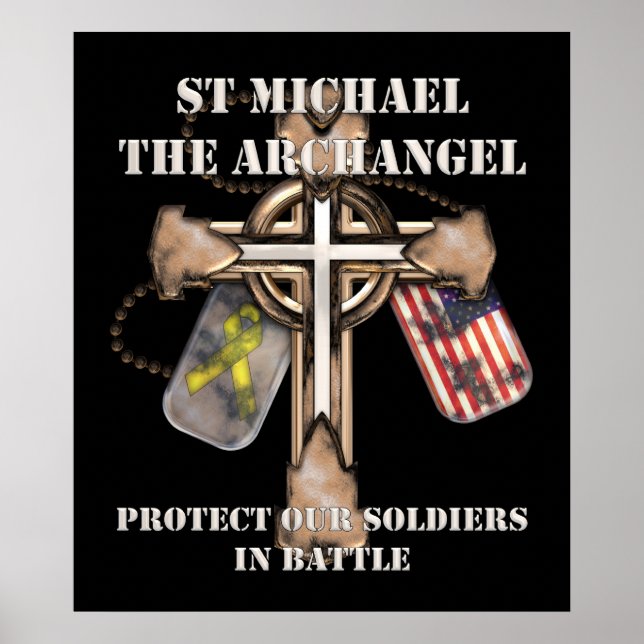Póster St Michael El Arcángel - Proteja A Nuestros Soldad (Frente)