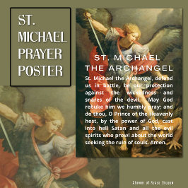 Póster St. Michael el Archangel Prayer con texto blanco