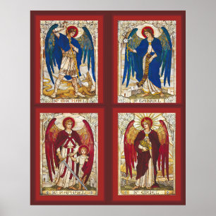 Póster St Michael, Gabriel, Raphael y Uriel Archangel