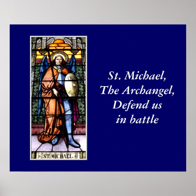 Póster St. Michael La Ventana De Vidrio Manchado De Arcán (Frente)