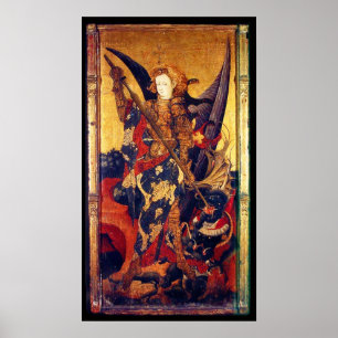 Póster St Michael Vanquishing Devil as Medieval Knight