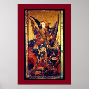Póster St Michael Vanquishing Devil as Medieval Knight