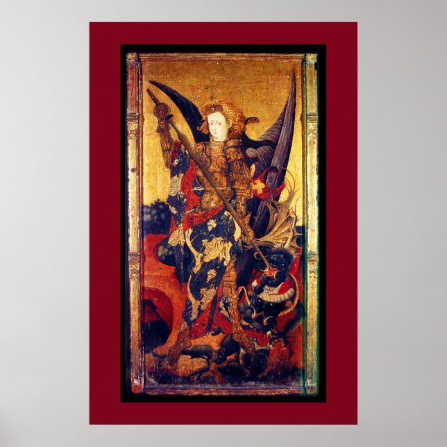 Póster St Michael Vanquishing Devil as Medieval Knight (Frente)
