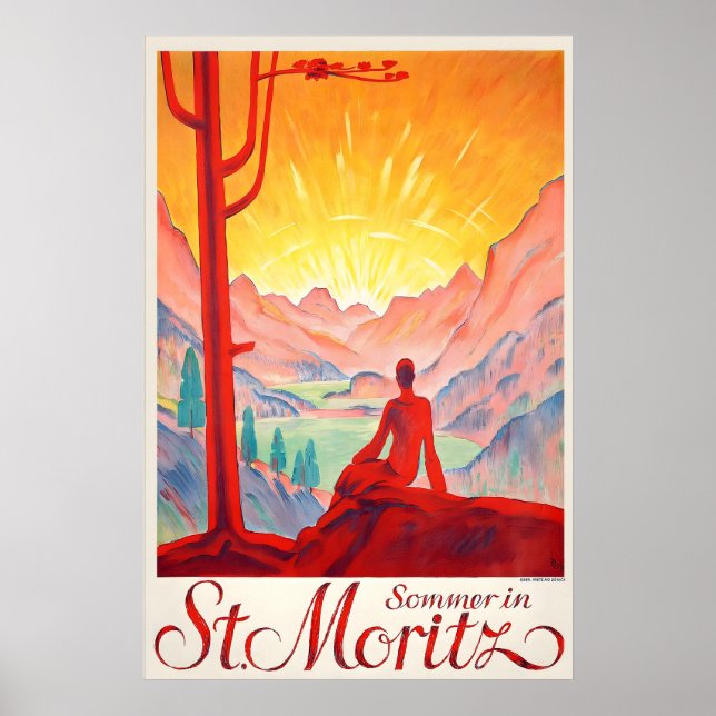 Póster St Moritz senderismo montañas Alpes suizos Suiza (Frente)