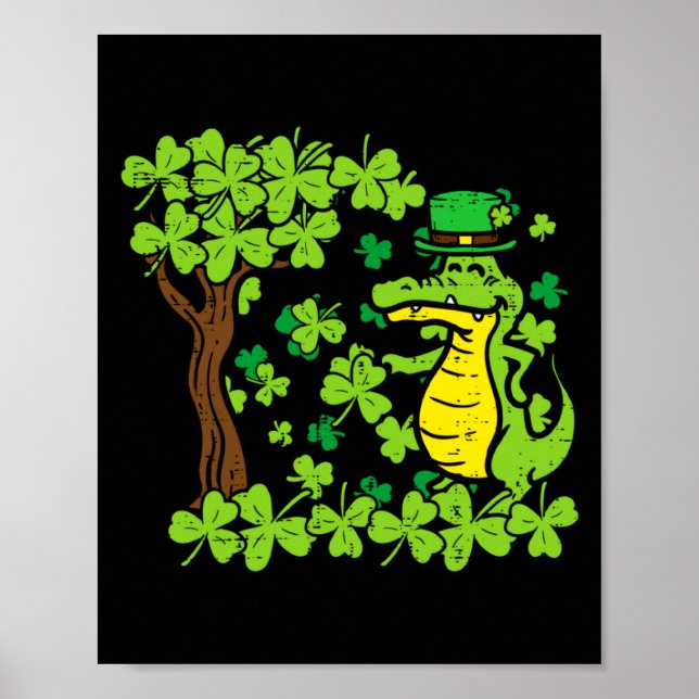 Póster St Patrick Day Alligator Shamrock Saint Pattys Men (Frente)