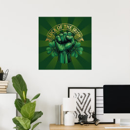 Póster St. Patrick’s Day Luck of the Irish Fist Shamrock