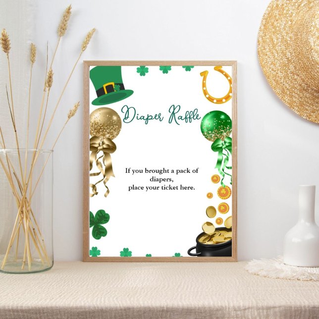 Póster St Patrick Watercolor Bebé ducha rifa de pañales (Subido por el creador)