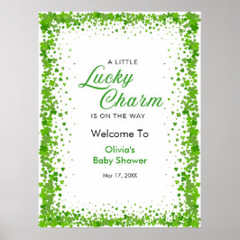 Póster St Patrick's Day A Little Lucky Charm Baby Shower 