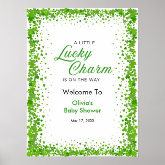 Póster St Patrick's Day A Little Lucky Charm Baby Shower 