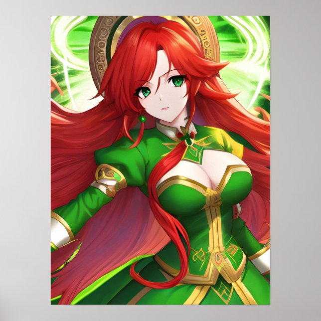 Póster St. Patricks Day Anime Woman (Frente)