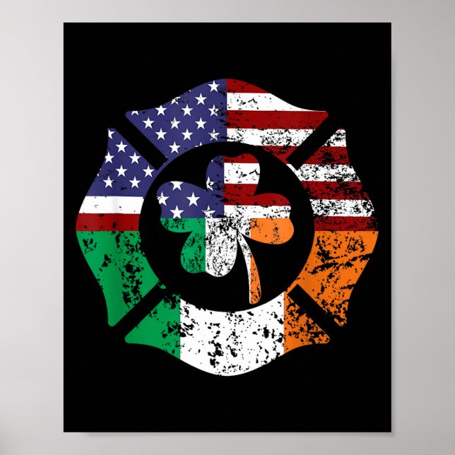 Póster St Patrick's Day Fireman Gift Proud Firefighter Qu (Frente)