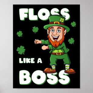 Póster St Patricks Day Floss Como Un Jefe Leprechaun Boys