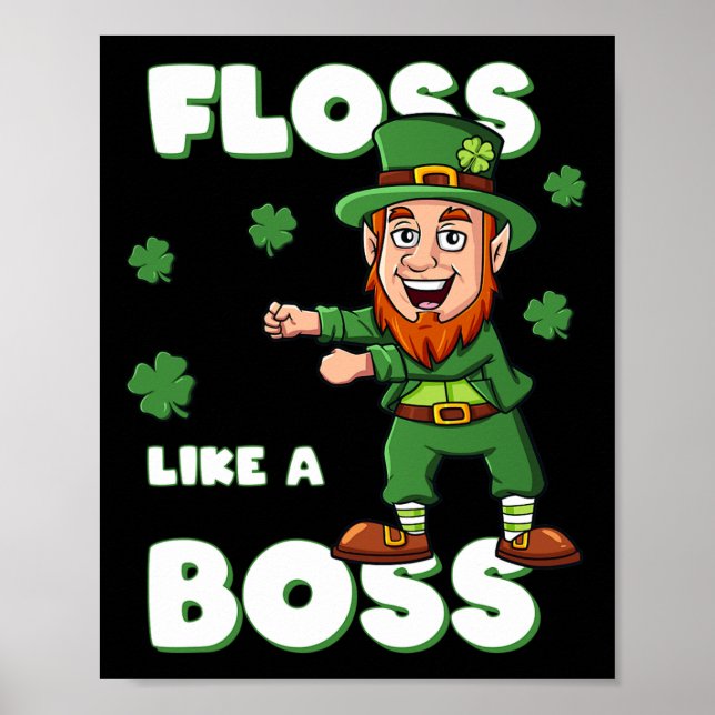 Póster St Patricks Day Floss Como Un Jefe Leprechaun Boys (Frente)